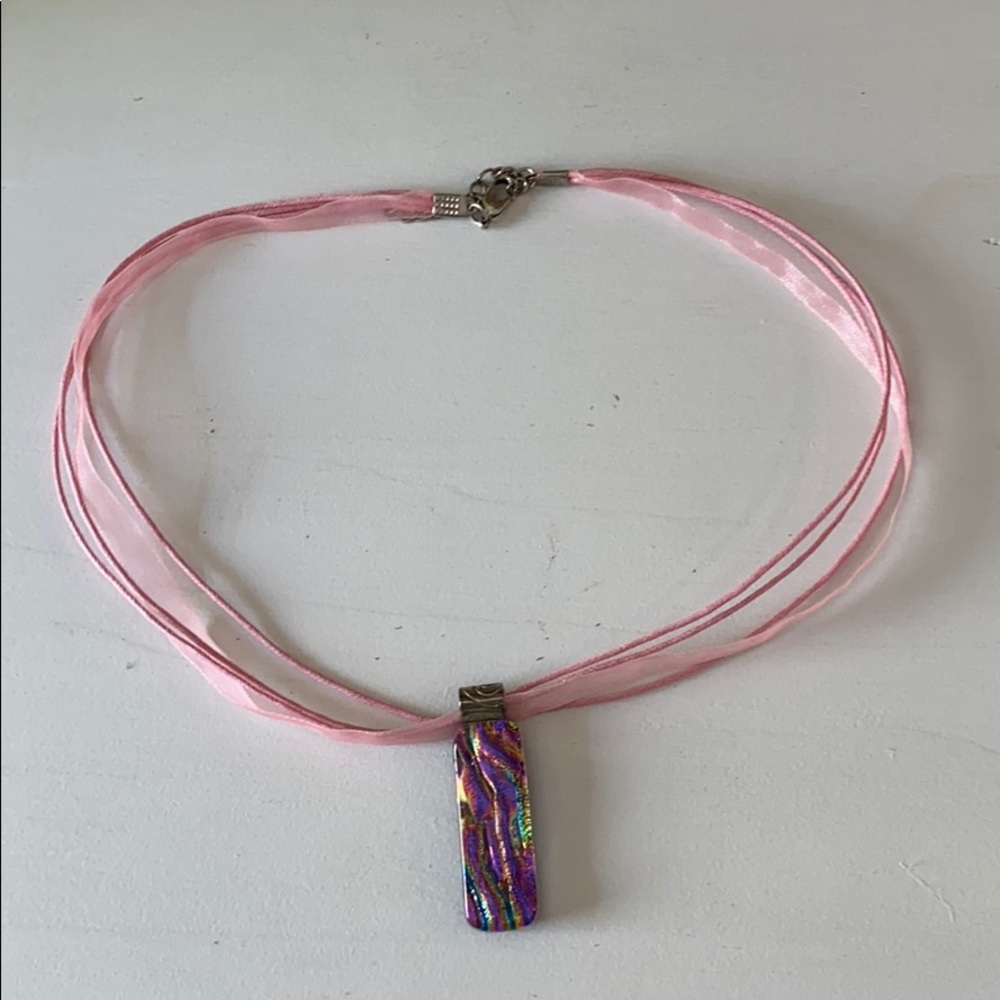 Pink glass necklace